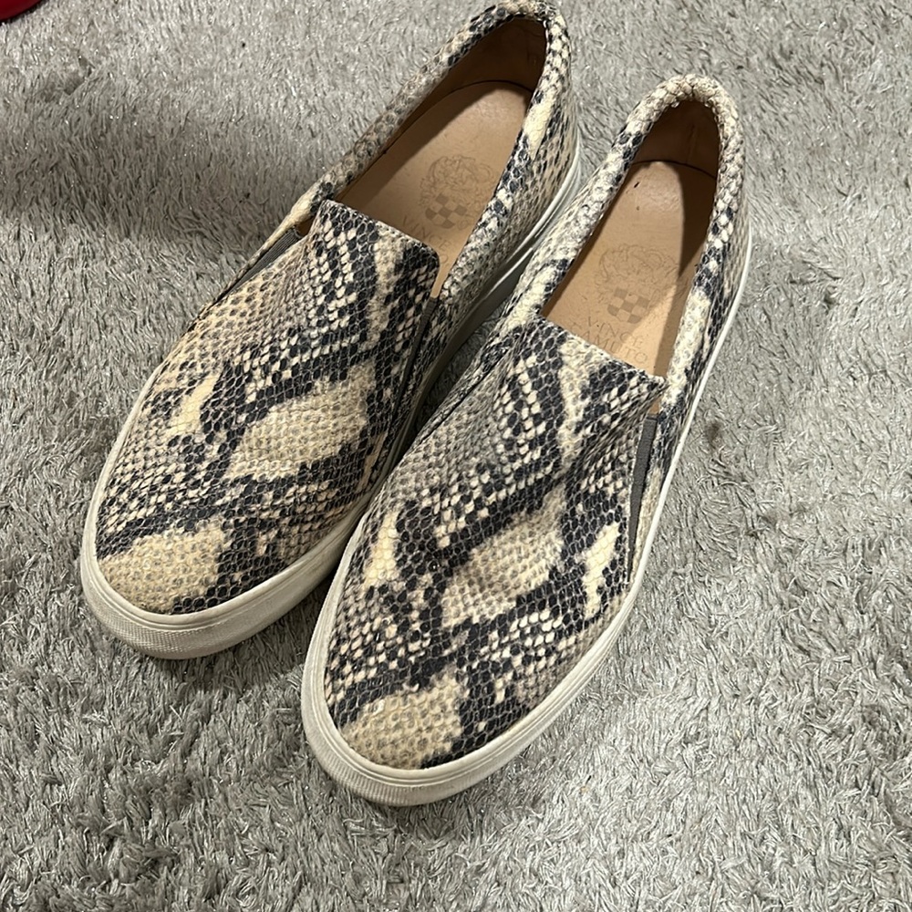 Leather snake print sneakers